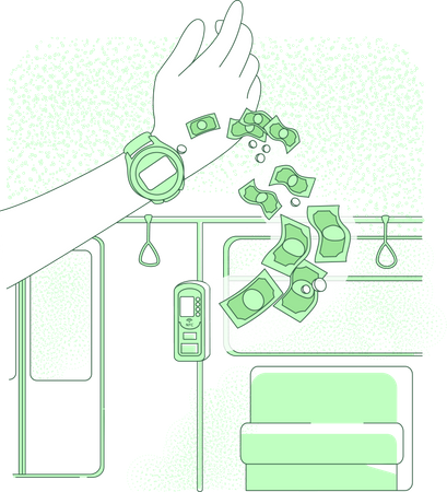 Ticket payment by NFC watch Illustration