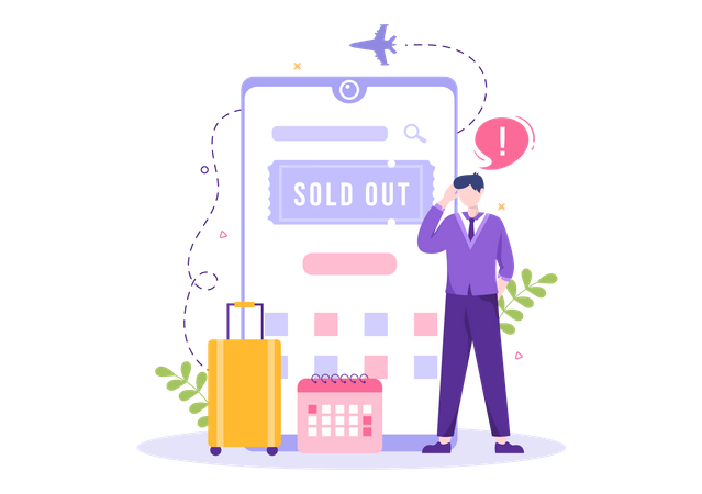 Ticket unavailable due  to sold out Illustration