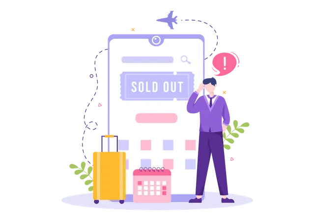 Ticket unavailable due  to sold out  Illustration