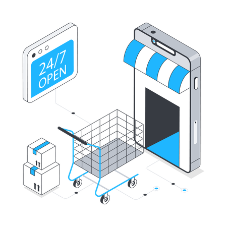 Tienda abierta las 24 horas  Ilustración