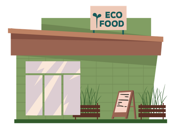 Tienda de alimentos ecologicos  Ilustración