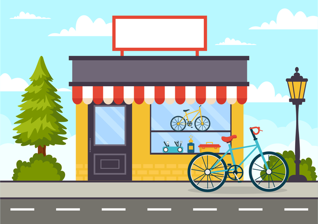 Tienda de bicicletas  Ilustración