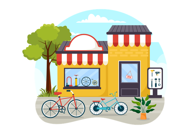 Tienda de bicicletas  Ilustración