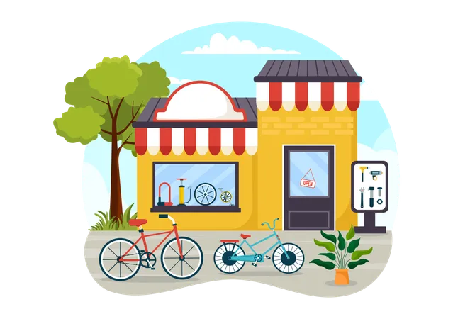 Tienda de bicicletas  Ilustración