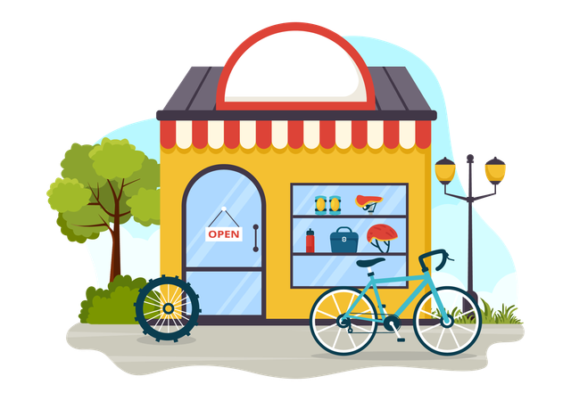 Tienda de bicicletas  Ilustración