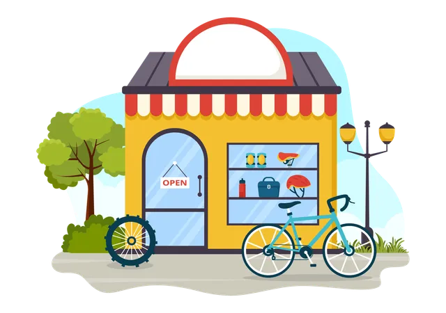 Tienda de bicicletas  Ilustración