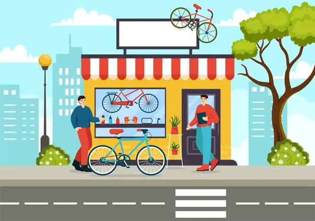 Tienda de bicicletas  Ilustración