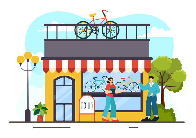 Tienda de bicicletas  Ilustración