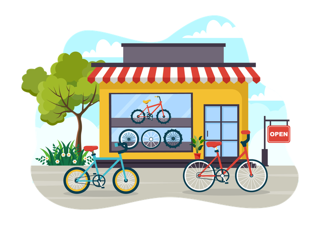 Tienda de bicicletas  Ilustración