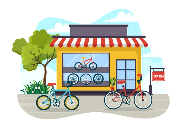 Tienda de bicicletas  Ilustración