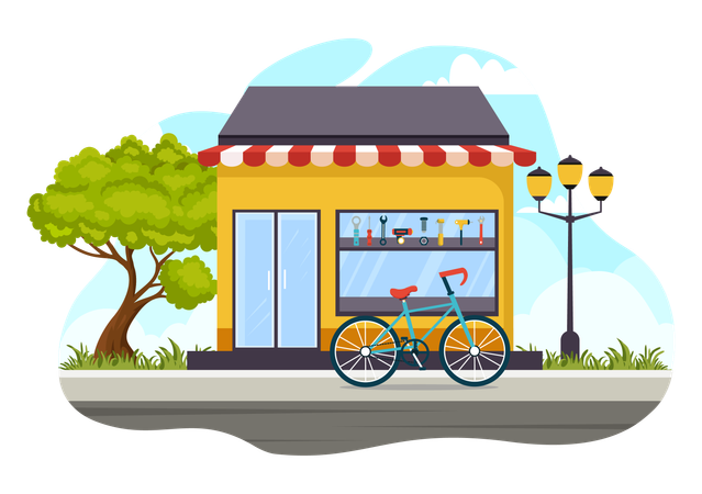 Tienda de bicicletas  Ilustración