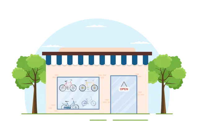 Tienda de bicicletas  Ilustración