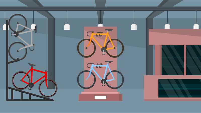 Tienda de bicicletas  Ilustración