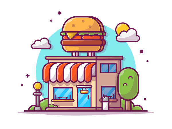 Tienda de comida rápida  Ilustración