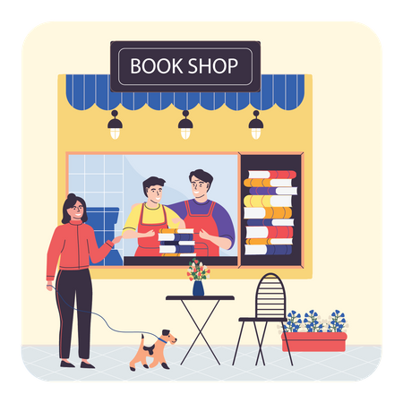 Tienda de compras de libros  Ilustración