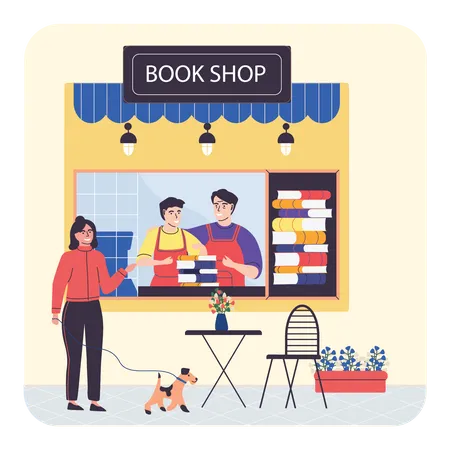 Tienda de compras de libros  Ilustración