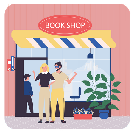 Tienda de compras de libros  Ilustración