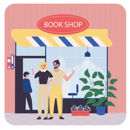 Tienda de compras de libros  Ilustración