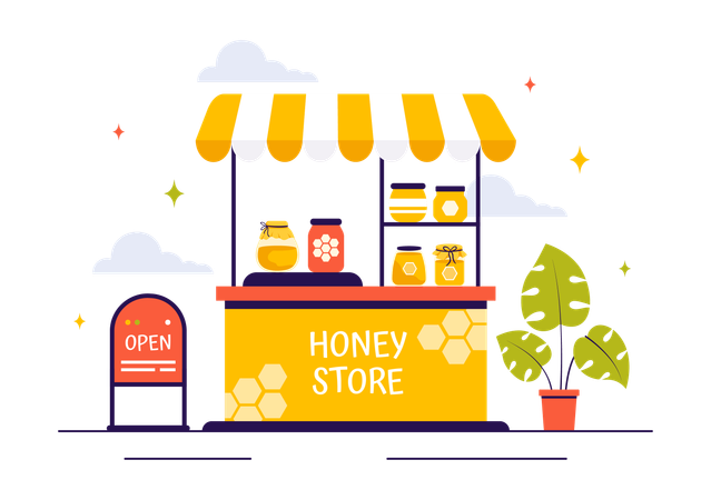 Tienda de compras de miel  Ilustración