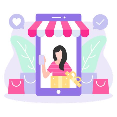 Tienda de compras en línea  Ilustración