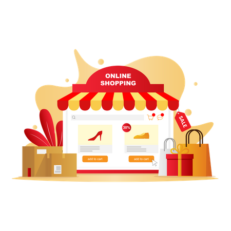 Tienda de compras en línea  Ilustración
