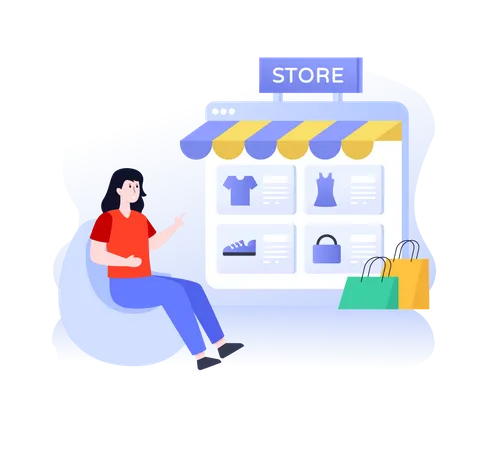 Tienda de compras en línea  Ilustración