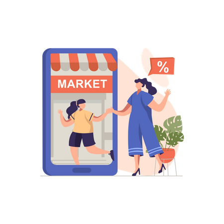 Tienda de compras en línea  Ilustración