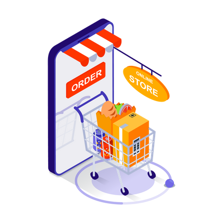 Tienda de compras en línea  Ilustración