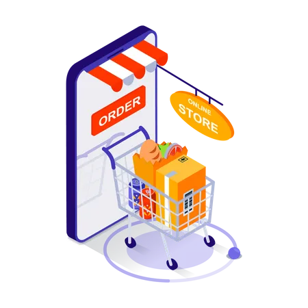 Tienda de compras en línea  Ilustración