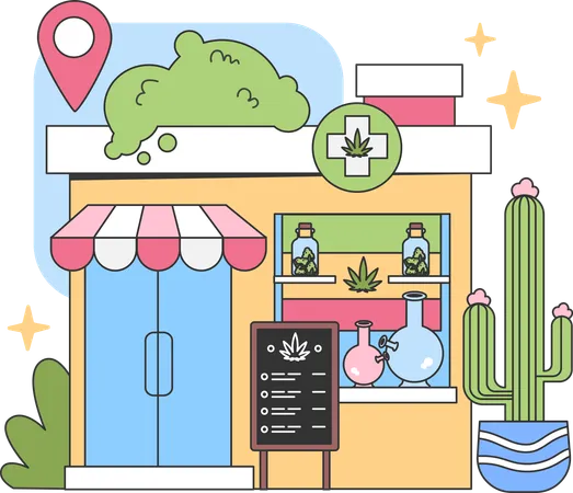 Tienda de drogas ilegales  Ilustración