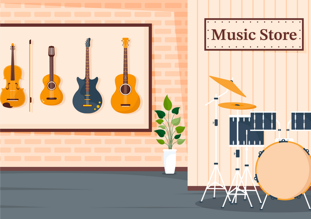 Tienda de instrumentos musicales  Ilustración