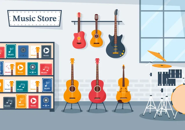 Tienda de instrumentos musicales  Ilustración