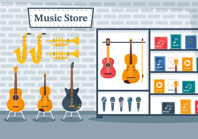 Tienda de instrumentos musicales  Ilustración