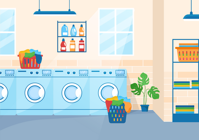 Tienda de lavandería  Ilustración