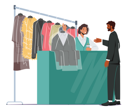 Tienda de lavandería seca  Ilustración