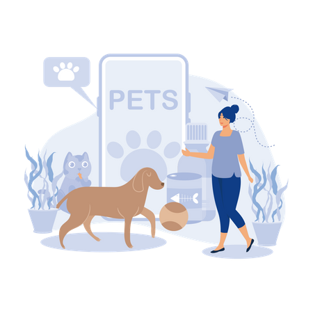 Tienda de mascotas en línea  Ilustración