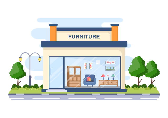 Tienda de muebles para el hogar  Ilustración