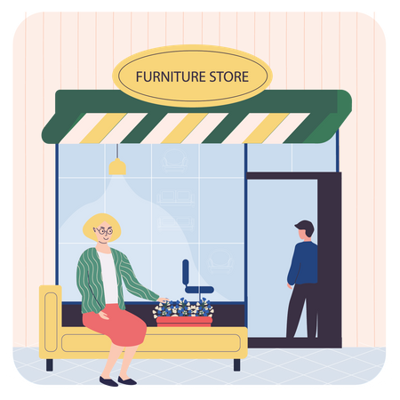 Tienda de muebles para el hogar  Ilustración