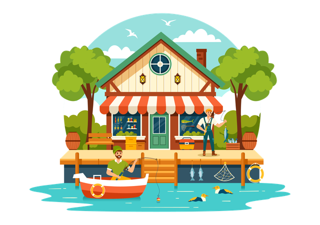 Tienda de pesca  Ilustración