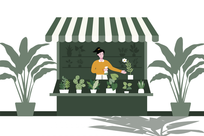 Tienda de plantas  Ilustración