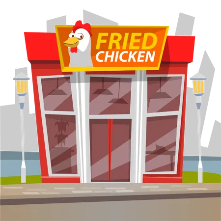 Tienda de pollo frito  Ilustración
