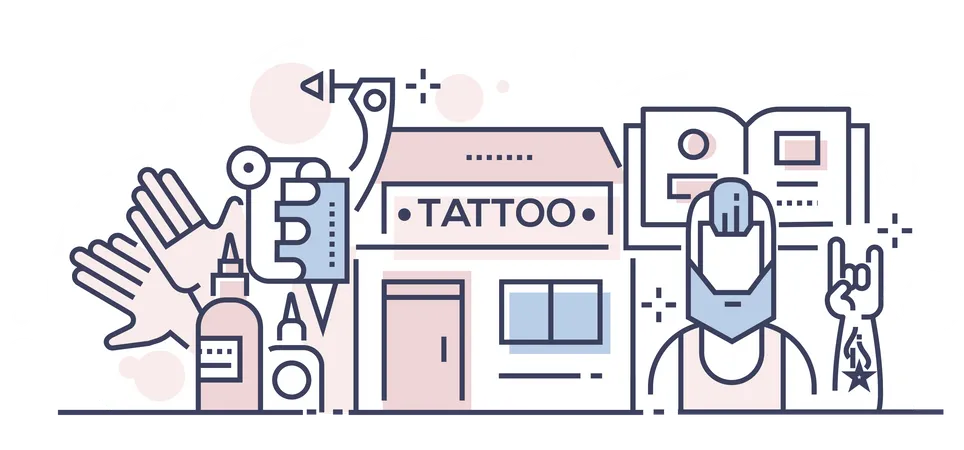 Tienda de tatuajes  Ilustración