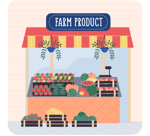 Tienda de verduras  Ilustración