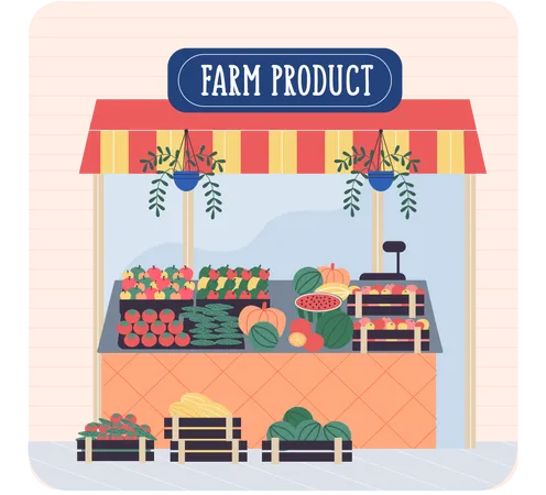 Tienda de verduras  Ilustración