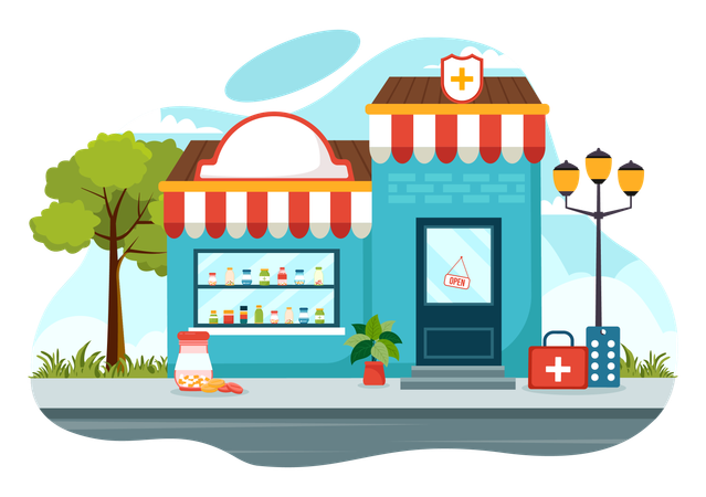 Tienda medica  Ilustración