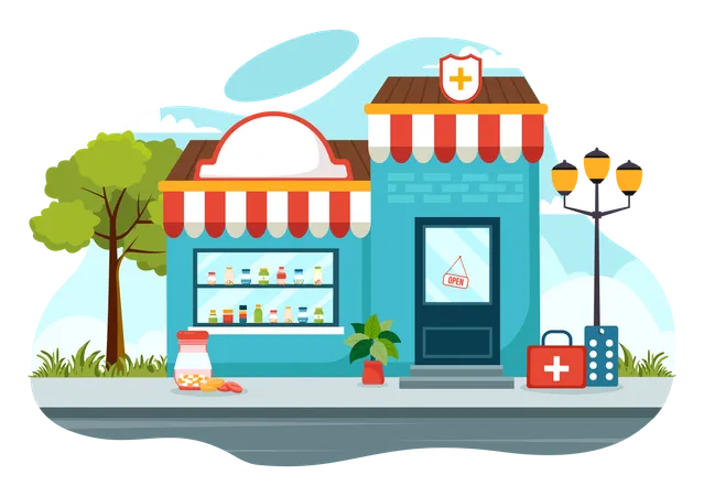 Tienda medica  Ilustración