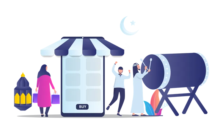 Tienda online venta de Ramadán  Ilustración