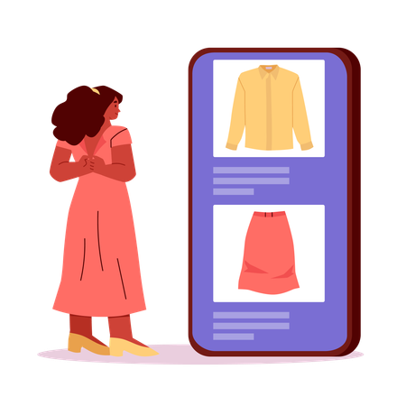 Las chicas compran en línea  Ilustración