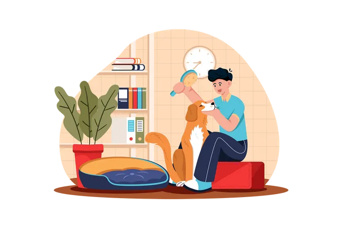 Tierbesitzer verbringen Zeit mit Hunden  Illustration