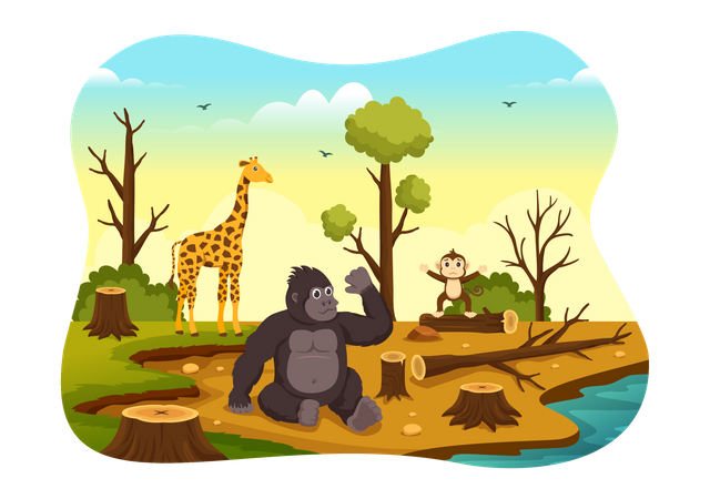 Tiere im Wald  Illustration